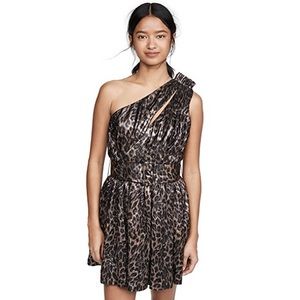 Retrofête Kaylah metallic leopard cutout one shoulder dress